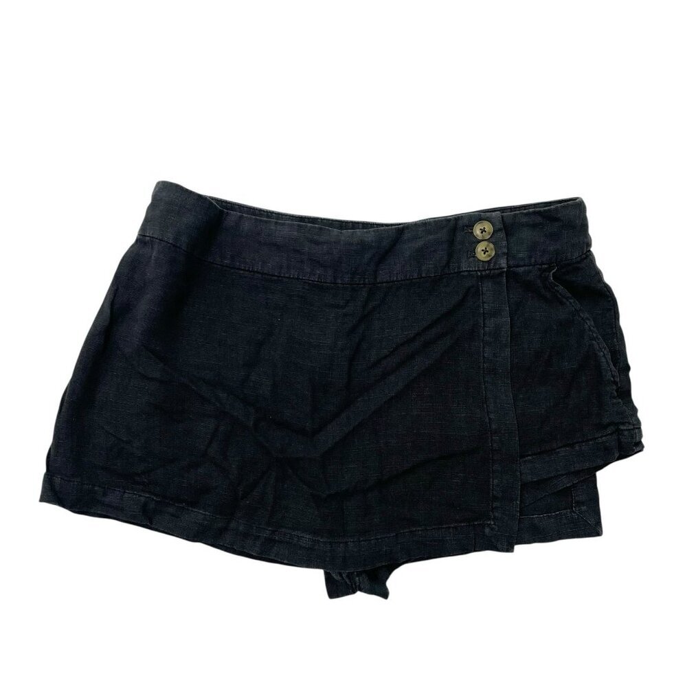Free People Black Linen Blend Skort Shorts